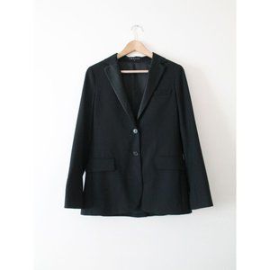 Theory Satin-Lapel Tuxedo Blazer Black Size US 10